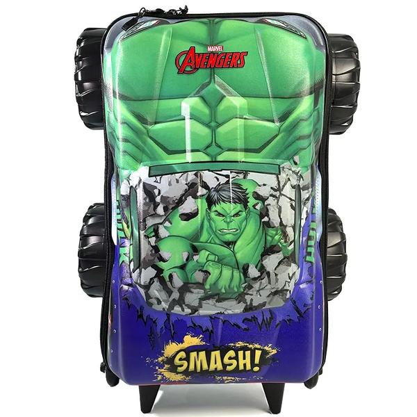 Imagem de Mochila infantil rodinha tripla 3D Hulk Monster Trucks Diplomata