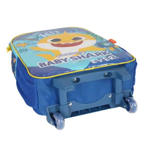 Imagem de Mochila Infantil Rodinhas Baby Shark Menino Azul Reforçada