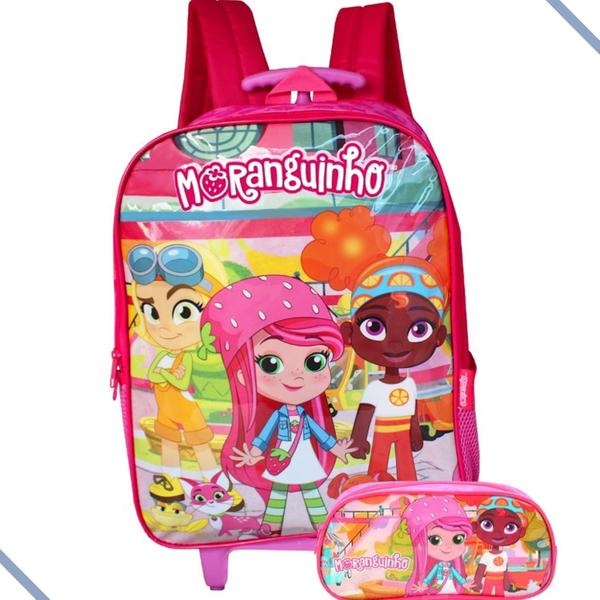 Imagem de Mochila Infantil Rodinhas E Estojo Moranguinho Juvenil