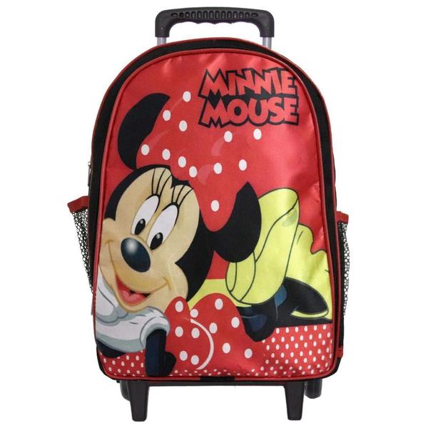 Imagem de Mochila Infantil Rodinhas Minnie Lancheira Estojo Vermelho