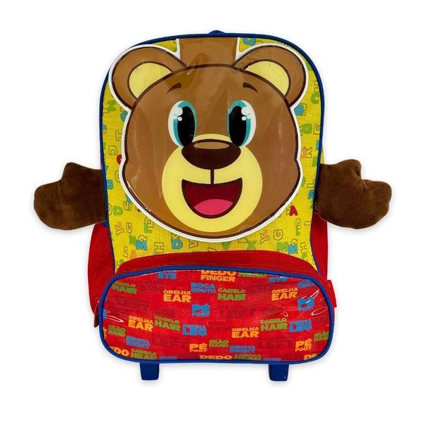 Imagem de Mochila Infantil Rodinhas Urso Escolar Ursinho Menino Volta