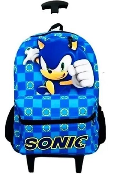 Imagem de Mochila infantil Sonic Games Rodinhas Bolsa escolar juvenil