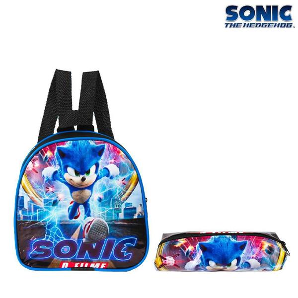 Imagem de Mochila Infantil Sonic Runner Filme Costas Lancheira+Estojo