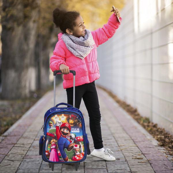 Imagem de Mochila Infantil Super Mario Rodinhas 3D Resistente Toys 2U