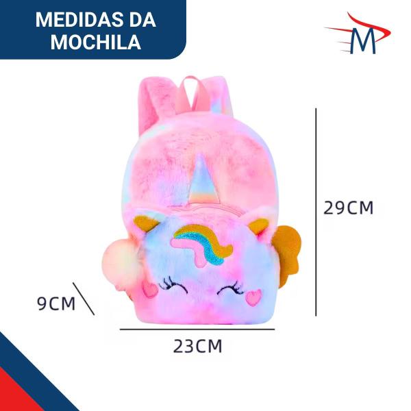 Imagem de Mochila Infantil Unicórnio e Apontador Elétrico c/Adesivos