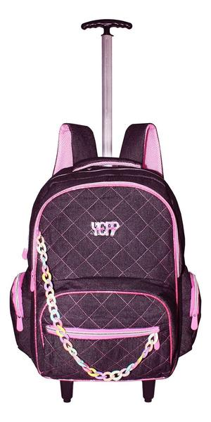 Imagem de Mochila Infantil Yeep Jeans Meninas Rodinhas Escolar Cordinh