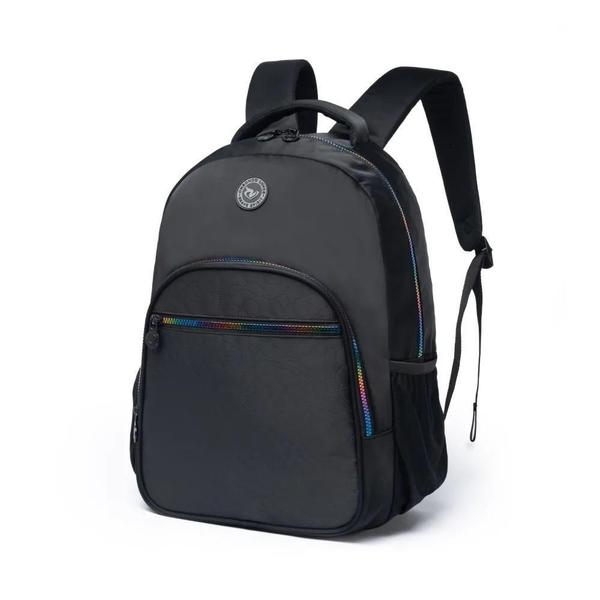 Imagem de Mochila Juvenil De Costas Onbongo Preto Com Zíper Colorido