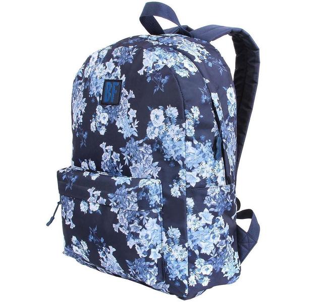 Imagem de Mochila Juvenil Escolar Casual Bf Boa Forma Azul Floral Dermiwil