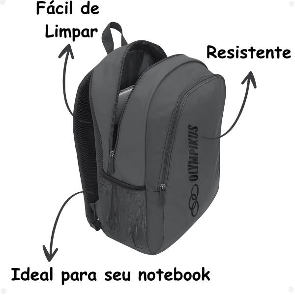 Imagem de Mochila Juvenil Olympikus Essential Cinza E Preto Volta ás Aulas Original Escola Escolar Colégio Durabilidade Confortável Menino Menina