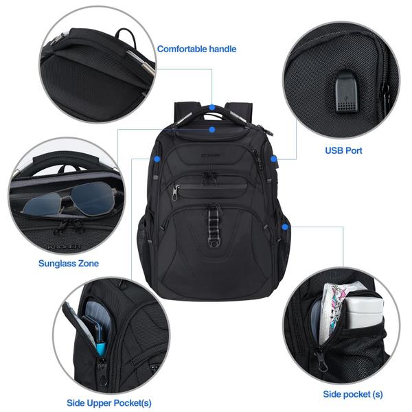 Imagem de Mochila KROSER TSA Friendly para Laptop de 18,4 Polegadas - Preta