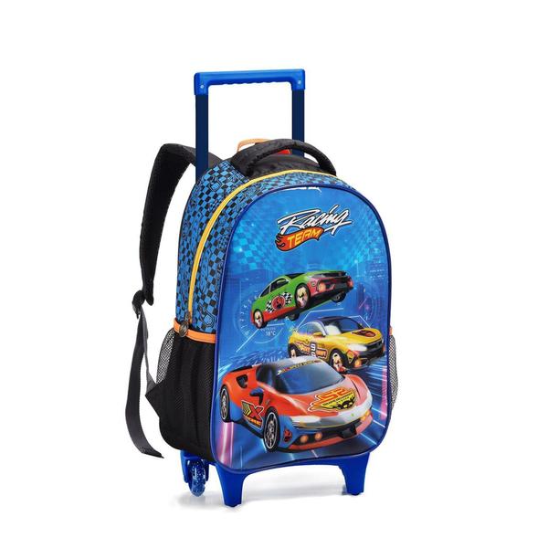 Imagem de Mochila lancheira e estojo carros racing kit escolar meninos - SEANITE