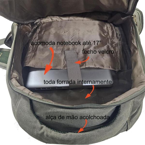 Imagem de Mochila Lona Reforçada Proteção Costa Notebook 17 Kv2218