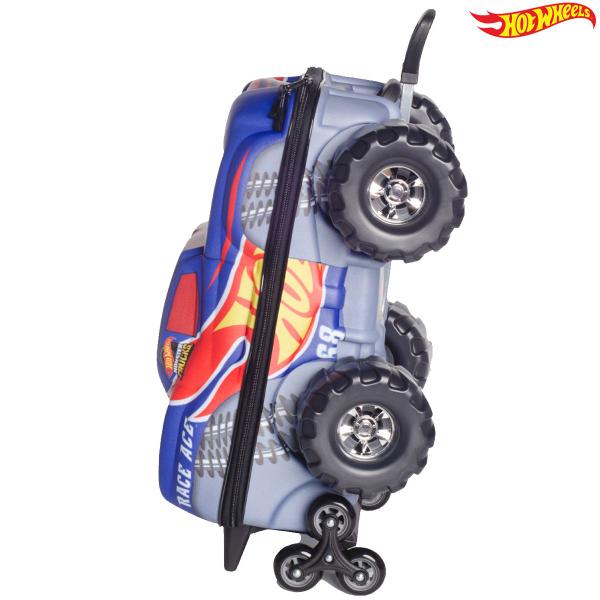 Imagem de MOCHILA Mala 3D Hotwheels Race Azul Maxtoy com Rodas