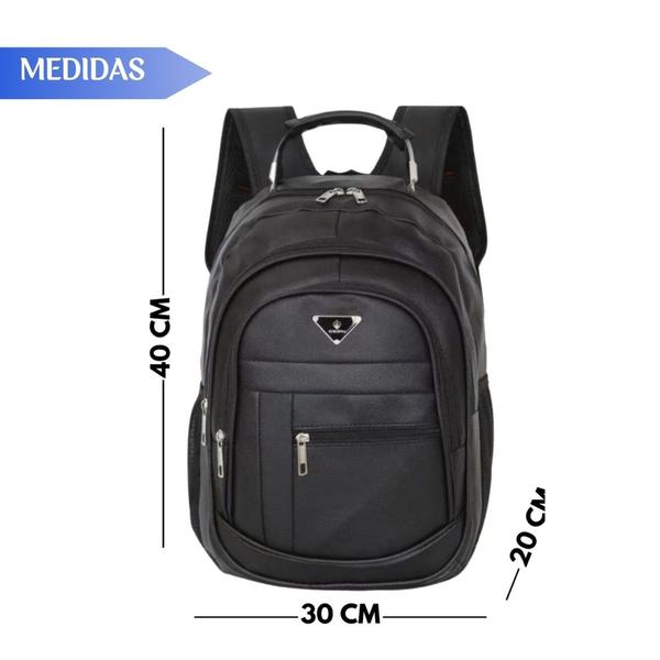 Imagem de Mochila Mala Couro Média Elegante Universitária Unissex Reforçada Com Cabo de Aço Executiva