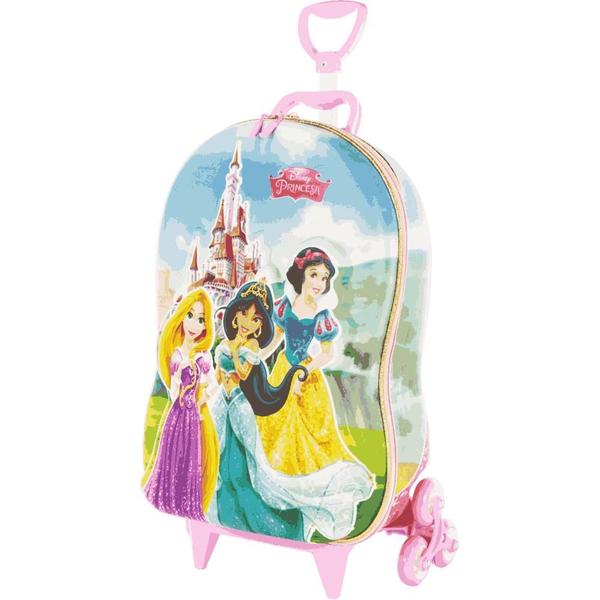 Imagem de Mochila Mala Rodinhas Infantil Escolar 3d Princesas Maxtoy 