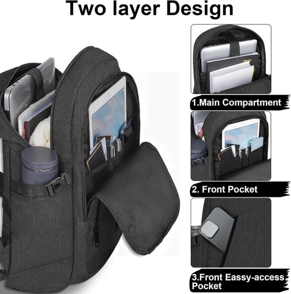 Imagem de Mochila Mancro Business Travel Anti Theft para laptop de 15,6" preta