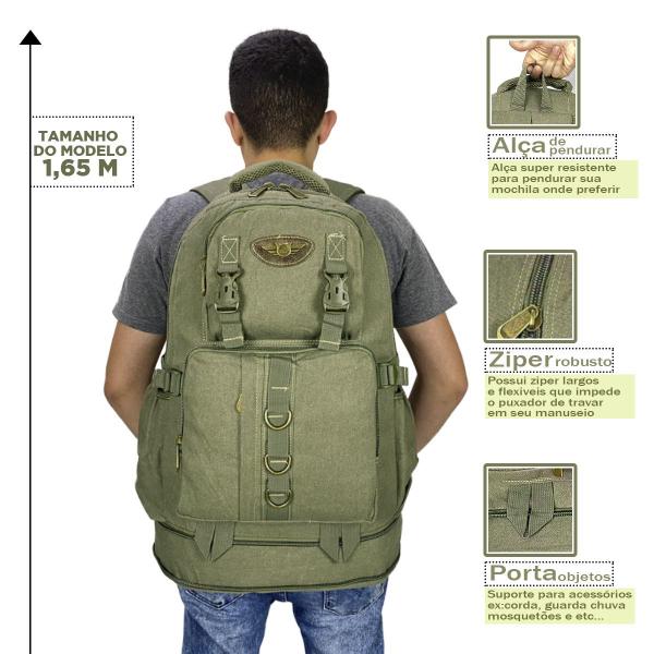 Imagem de Mochila Masculina 50l Litros Em Lona Moderna Pronta Entrega