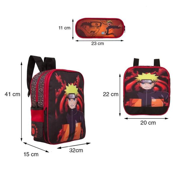 Imagem de Mochila Masculina Anime Naruto De Costas + Lancheira Escolar