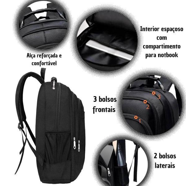 Imagem de Mochila Masculina Bolsa Universitaria Sport Notebook Reforçada C/ Divisorias