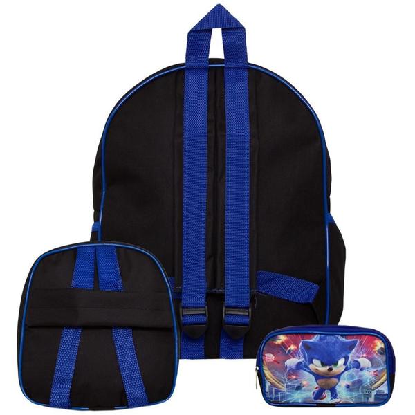 Imagem de Mochila Masculina Escolar De Costas Sonic Lancheira E Estojo