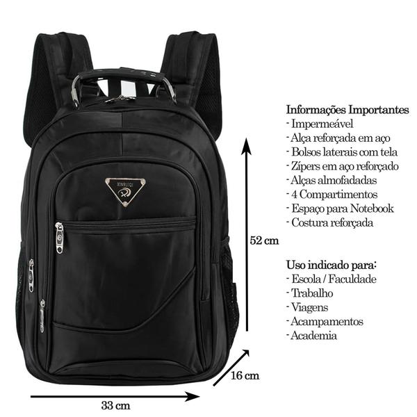 Imagem de Mochila Masculina Escolar Impermeável Faculdade Alça Reforçada Grande Notebook