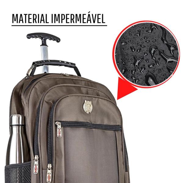 Imagem de Mochila Masculina Feminina Carrinho Rodinha Impermeável Executiva Reforçada USB