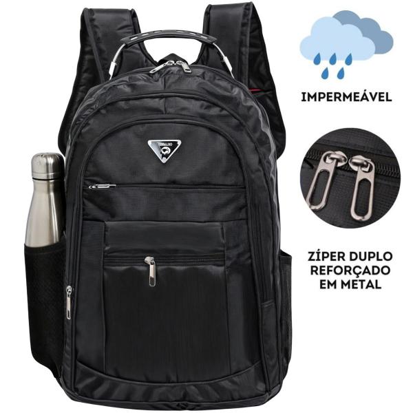 Imagem de Mochila Masculina Feminina Escolar Notebook Reforçada Com Cabo De Aço Preto