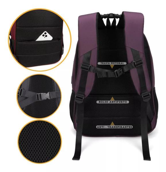 Imagem de Mochila Masculina Feminina Notebook Escolar Faculdade Viagem Dia a Dia Reforçada Resistente a Água Marcador de Bagagem Saida usb Fone  ACO