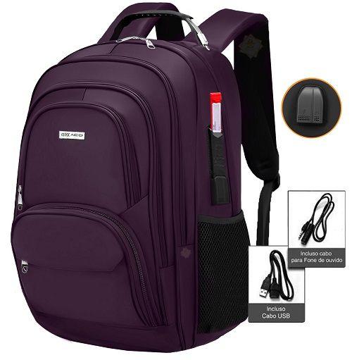 Imagem de Mochila Masculina Feminina Notebook Reforçada Resistente a Água Saída usb Fone