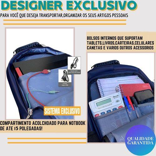 Mochila Masculina Feminina Notebook Reforçada Resistente a Água Saída usb Fone - ACO Imagem de Mochila Masculina Feminina Notebook Reforçada Resistente a Água Saída usb Fone