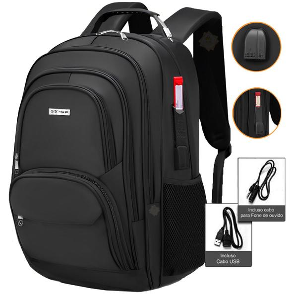 Mochila Masculina Feminina Notebook Reforçada Resistente a Água Saída usb Fone - ACO Imagem de Mochila Masculina Feminina Notebook Reforçada Resistente a Água Saída usb Fone