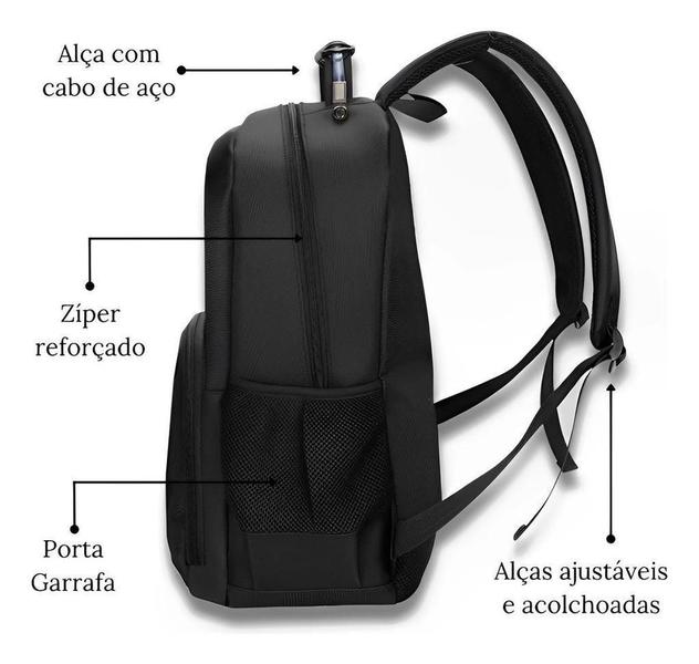 Imagem de Mochila Masculina Feminina Reforçada Cabo De Aço Notebook G