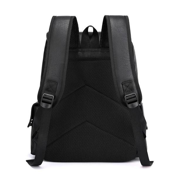 Imagem de Mochila Masculina Grande de Couro PU - Para Laptop - Preto e Marrom