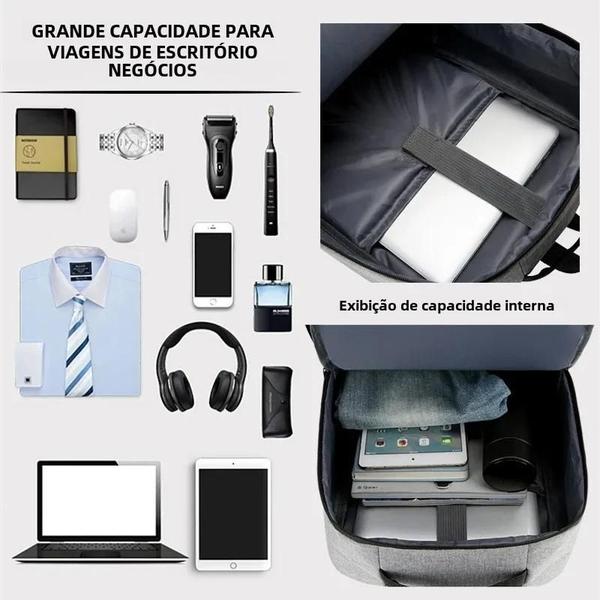 Imagem de Mochila Masculina Impermeável para Laptop 15,6" - Grande e Ideal para Trabalho e Escola