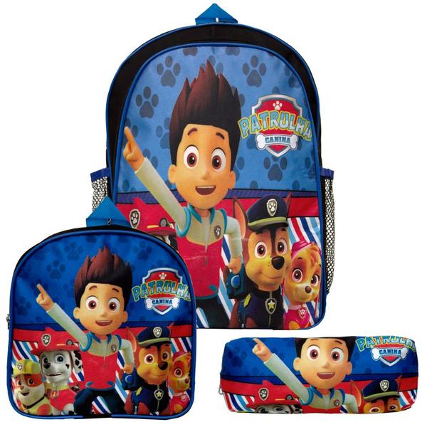 Imagem de Mochila Masculina Infantil Patrulha Canina Lancheira Estojo