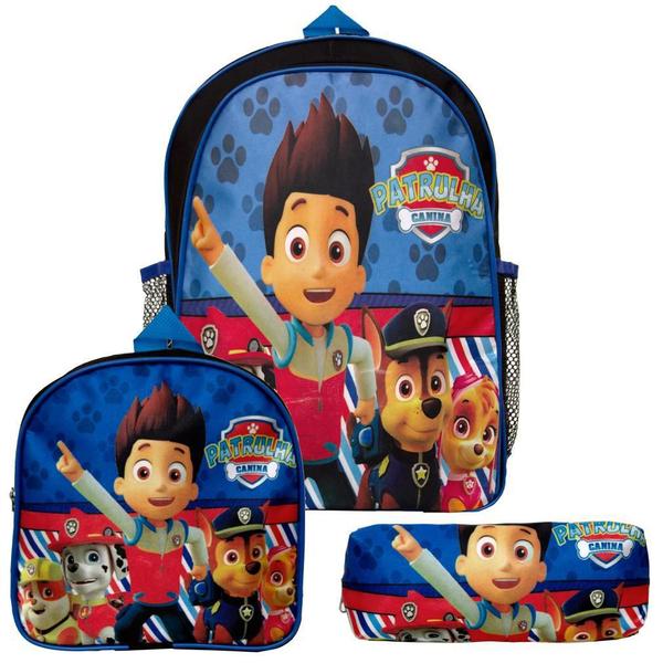 Imagem de Mochila Masculina Infantil Patrulha Canina Lancheira Estojo