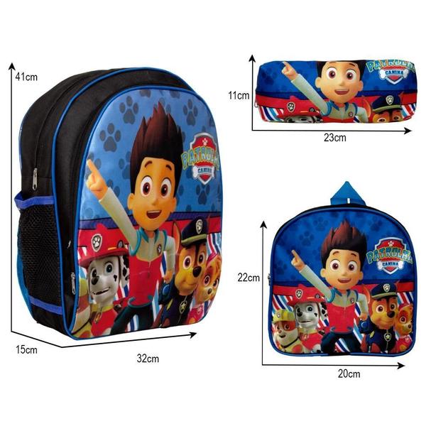 Imagem de Mochila Masculina Infantil Patrulha Canina Lancheira Estojo