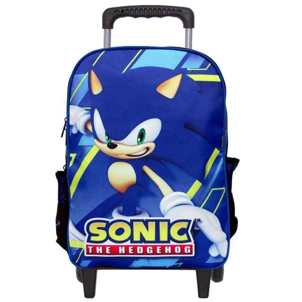 Imagem de Mochila Masculina Infantil Rodinha Sonic Lancheira Estojo Jg