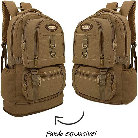 Imagem de Mochila Masculina Notebook 15.6 Lona Fundo Expansível Camping Reforçada Grande Acampamento Escolar DL0775 Vde