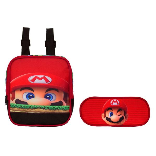 Mochila Masculina Super Mario de Costas + Lancheira e Estojo - TOYS 2U Imagem de Mochila Masculina Super Mario de Costas + Lancheira e Estojo