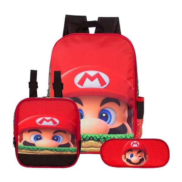 Mochila Masculina Super Mario de Costas + Lancheira e Estojo - TOYS 2U Imagem de Mochila Masculina Super Mario de Costas + Lancheira e Estojo