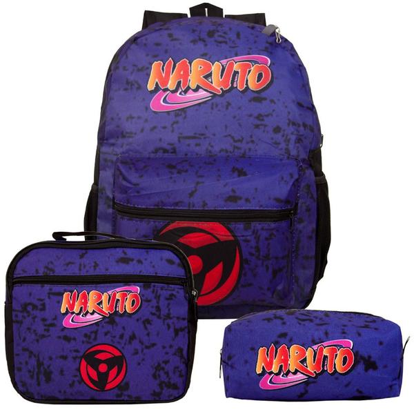 Imagem de Mochila Masculino Infantil Lancheira e Estojo Naruto Roxa