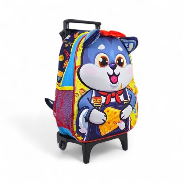 Imagem de Mochila media escolar passeio rodinha bichinho animais lobo tigre panda 3D