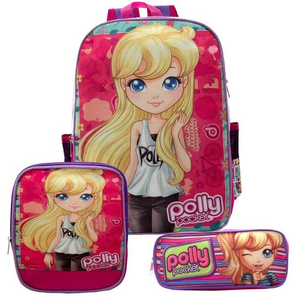 Imagem de Mochila Menina Infantil Costas Polly Pocket Com Lancheira