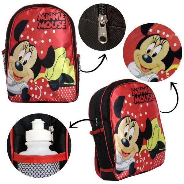 Imagem de Mochila Menina Infantil Minnie Lancheira Estojo Vermelho