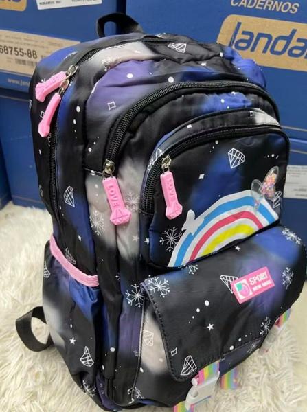 Imagem de Mochila Menina Multifuncional De Grande Capacidade Para Estudantes/Estilo Geladeira Arco Iris