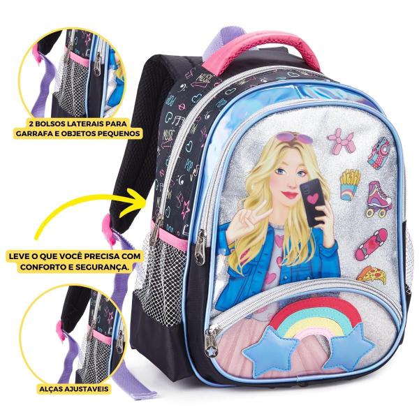 Imagem de Mochila Meninas Costas Denlex Escolar Infantil Boneca Fashion