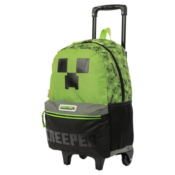 Imagem de Mochila Minecraft Creeper Sestini - 19L - Com Carrinho