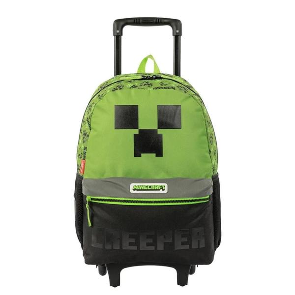 Imagem de Mochila Minecraft Creeper Sestini - 19L - Com Carrinho