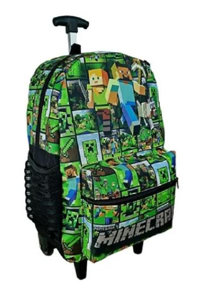 Imagem de Mochila MInecraft games Rodinhas Bolsa Infantil escolar juvenil masculina feminina